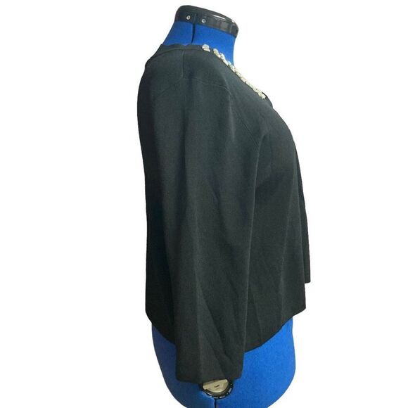 CABLE & GAUGE Women’s Black Beaded Shrug Cardigan Sweater Size XL - Picture 2 of 9